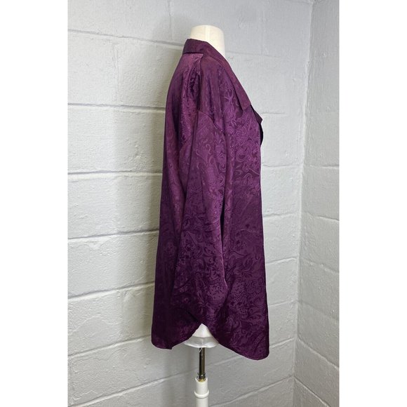 VTG Victorias Secret Gold Label Purple Damask Sleep Shirt Chemise Set Med M/L - Picture 6 of 12